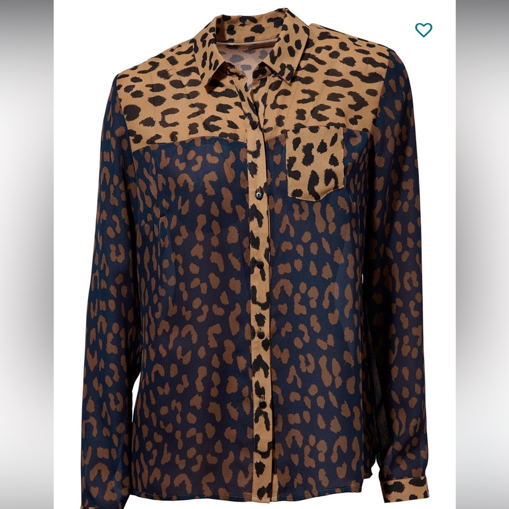 Venus Women's Brown and Blue Leopard Blouse - Size 14